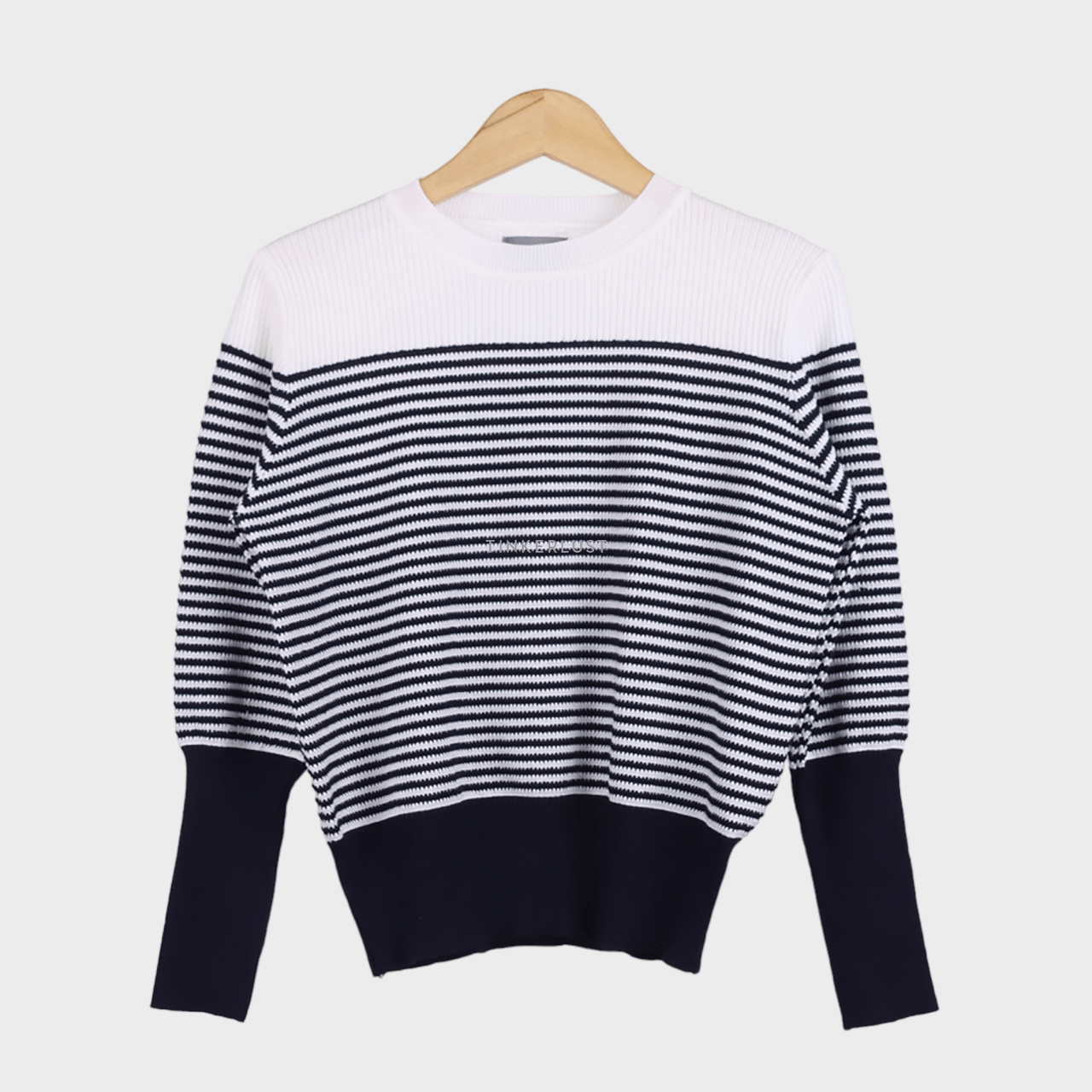 This is April Navy & White Stripes Sweater