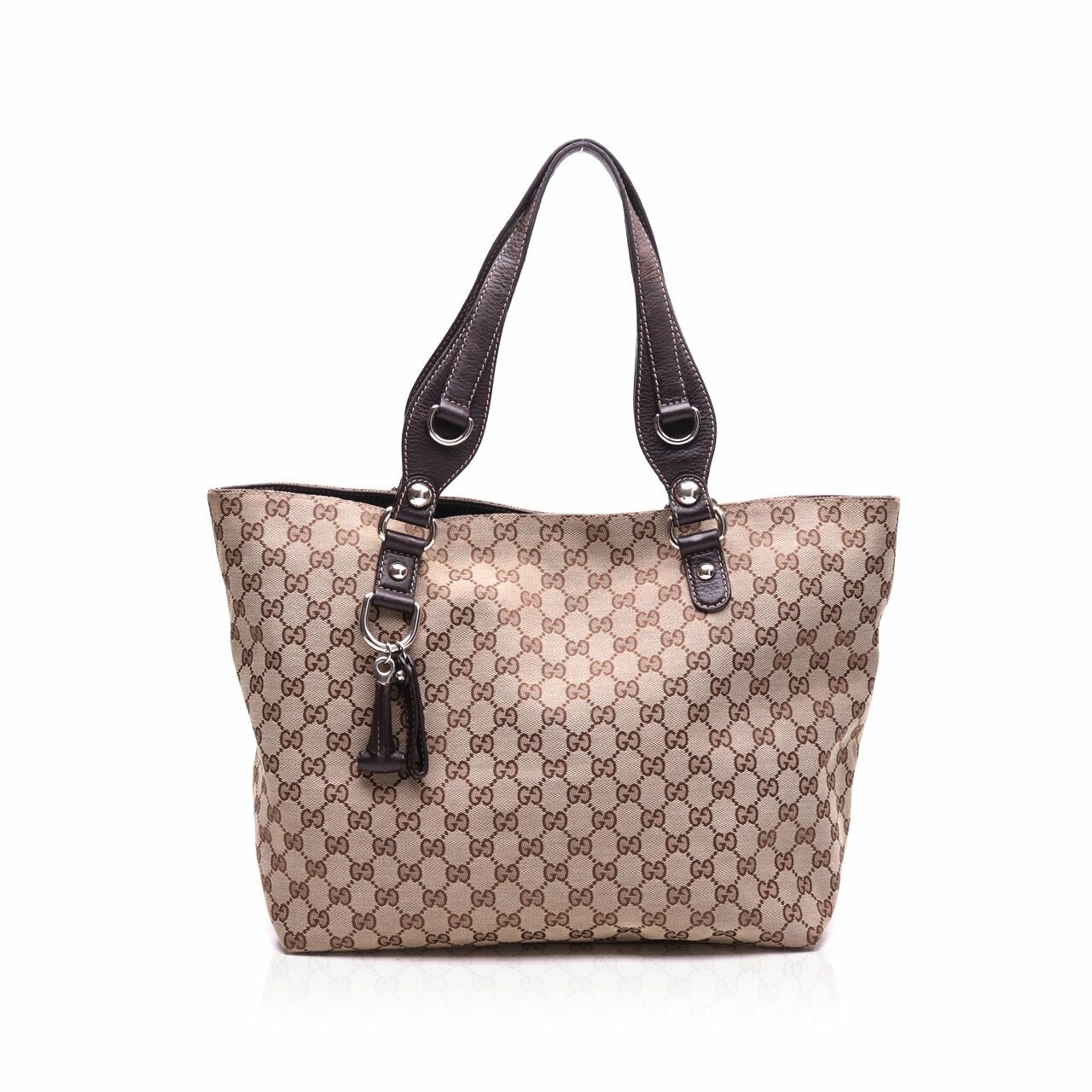 Gucci Icon Bit Brown Monogram Leather Shoulder Bag