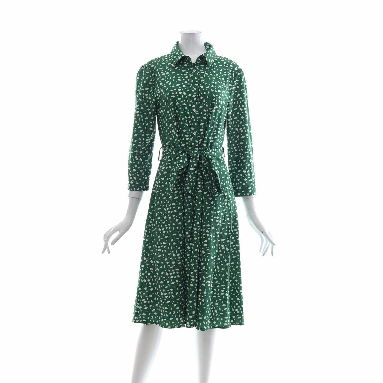 CBRL Green Printed Midi Dress
