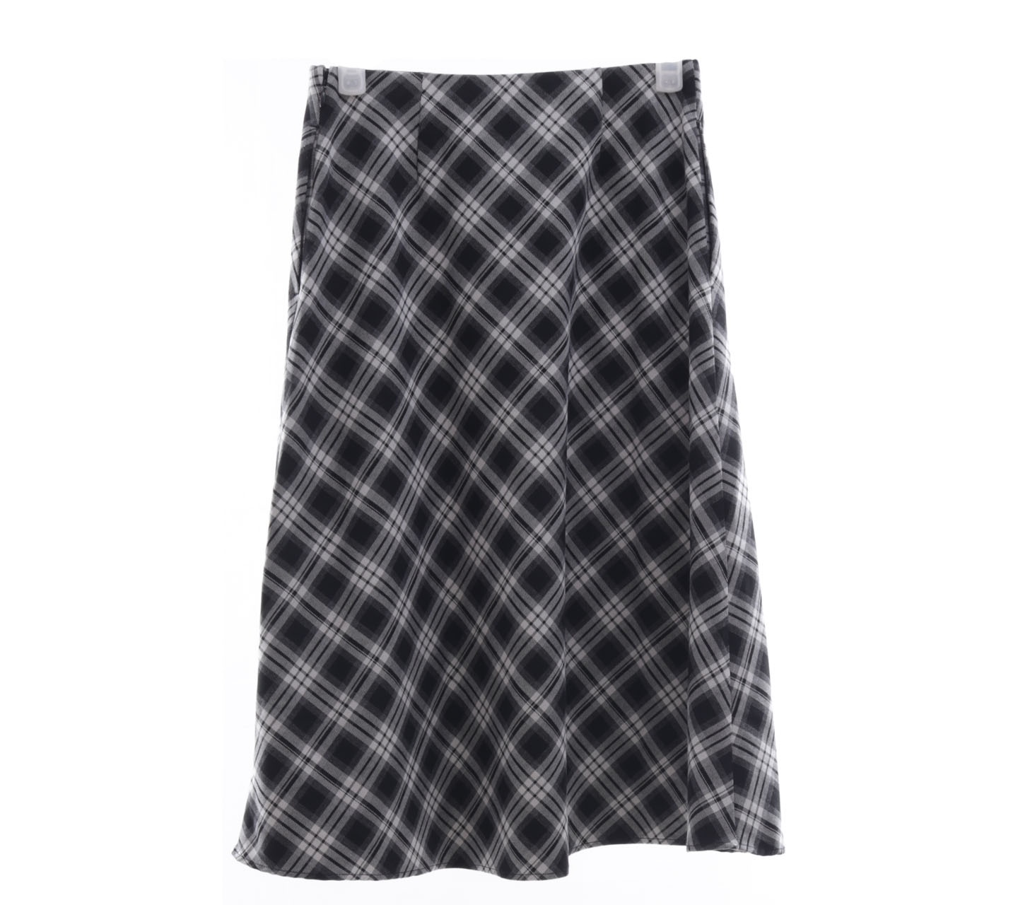 Uniqlo Black Plaid Midi Skirt