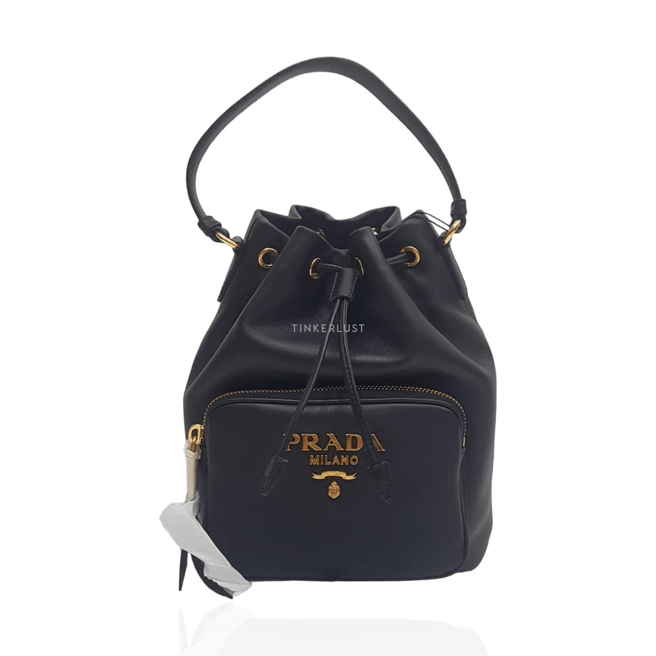Prada Secchiello Vitello Black Leather 1BH038 GHW Sling Bag