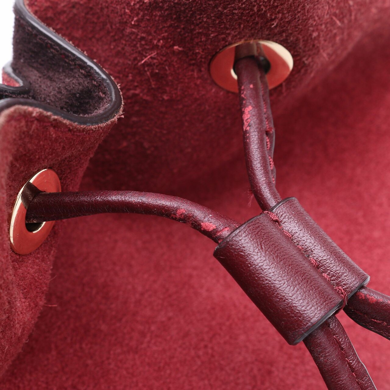 Michael Kors Cary Medium Maroon Suede and Leather Bucket Bag
