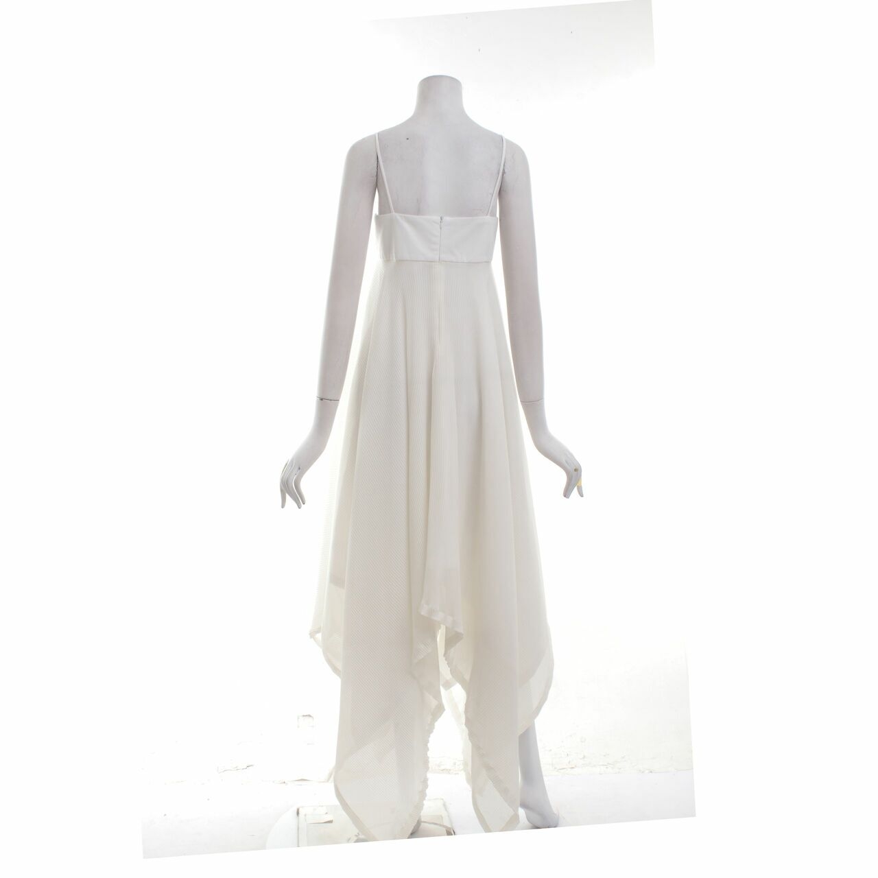 Clle Broken White Pleats Hi-Lo Midi Dress