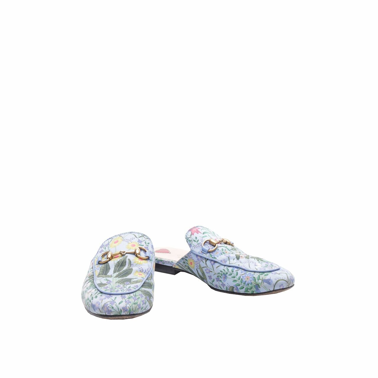 Gucci New Flora Princetown Blue Slippers Mules