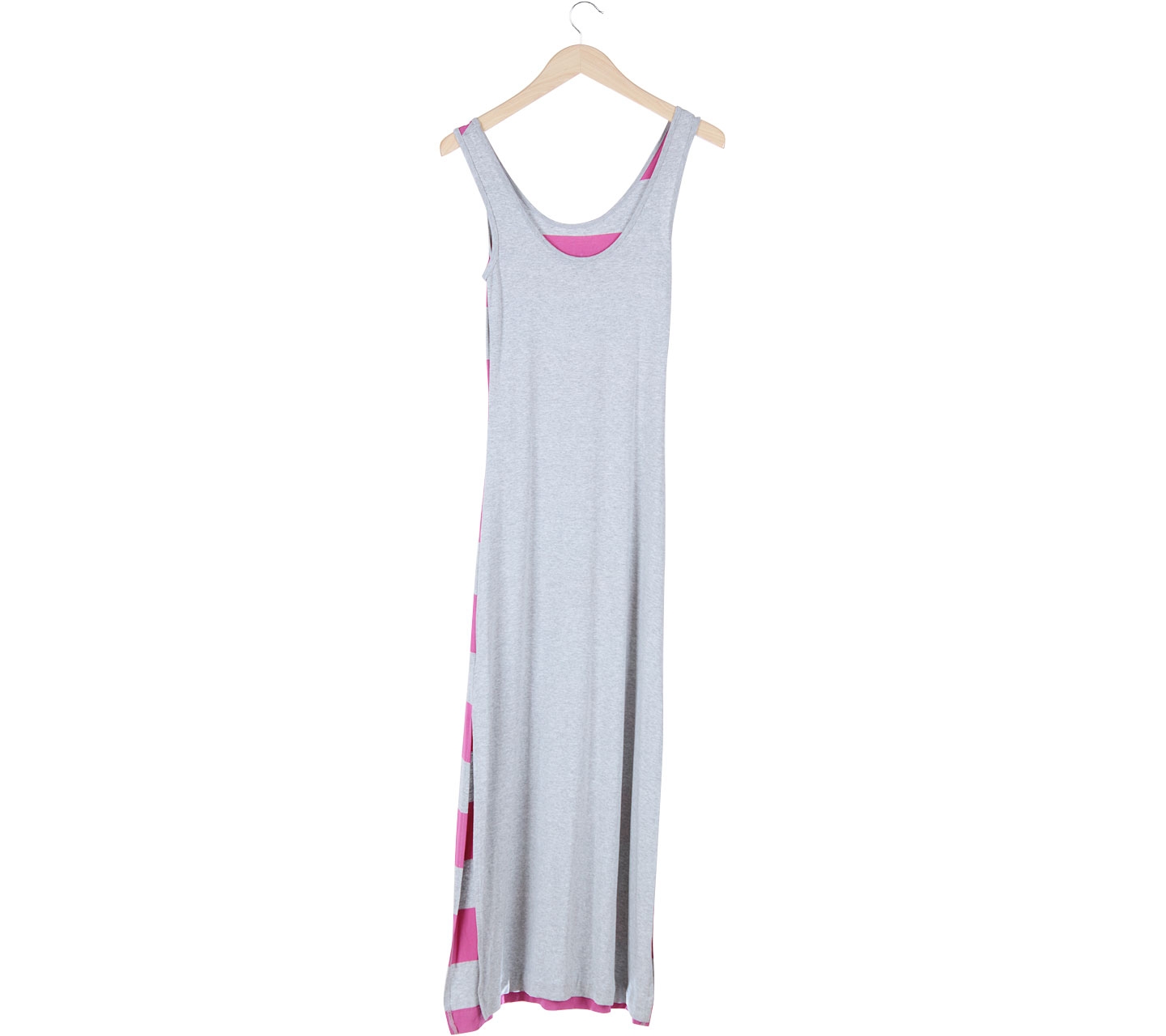 Bebe Grey And Pink Sleeveless Long Dress