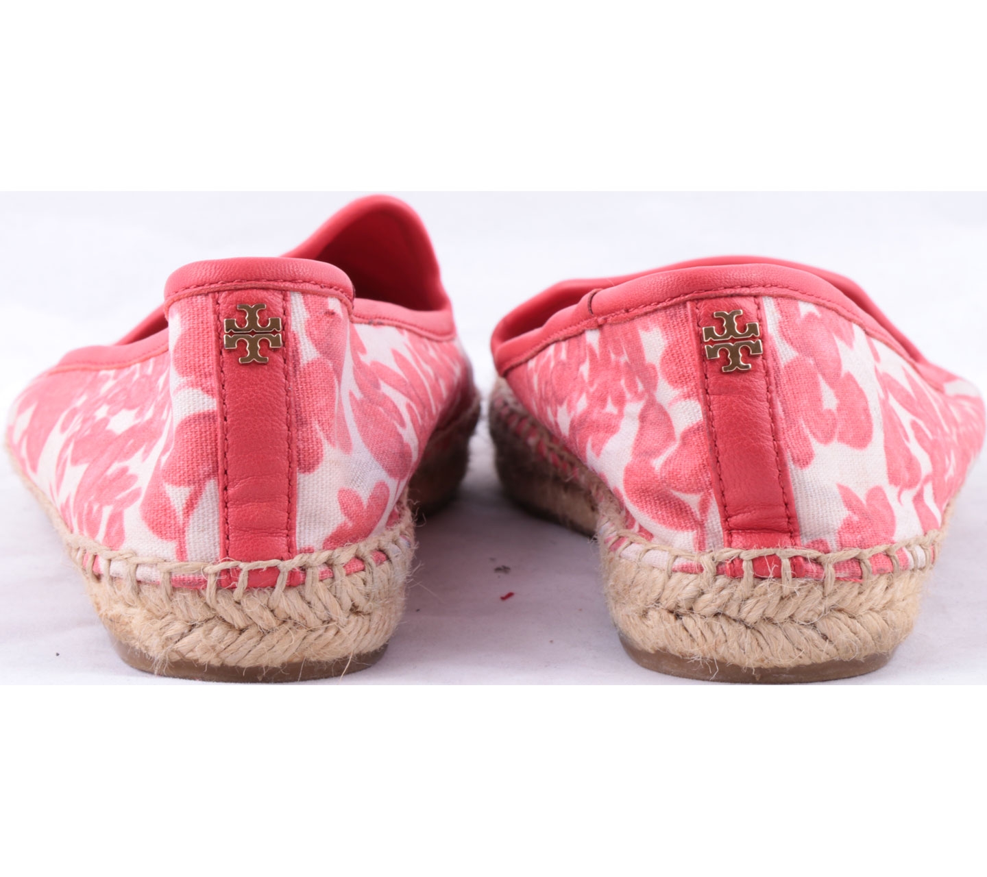 Tory Burch Red And Cream Floral Flats