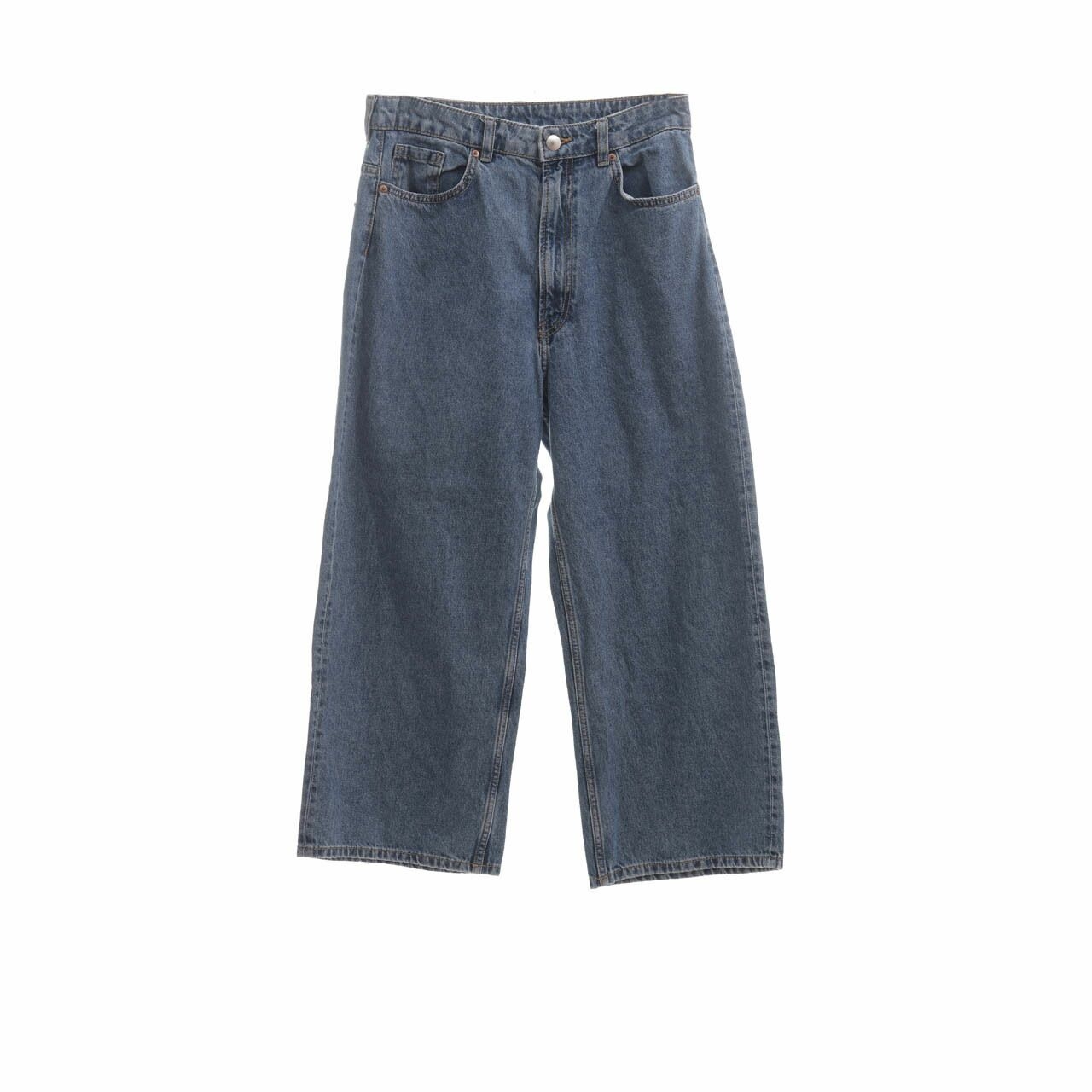 H&M Blue Washed Denim Culottes Long Pants