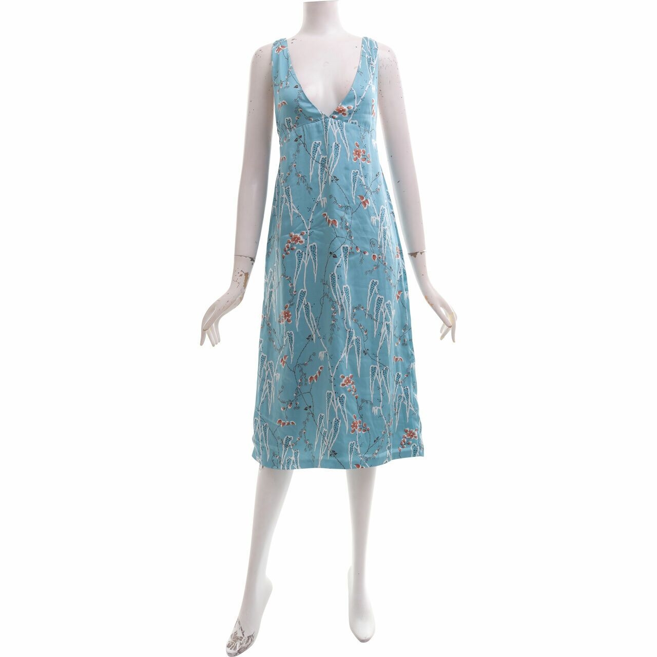 Zara Aquamarine Printed Midi Dress
