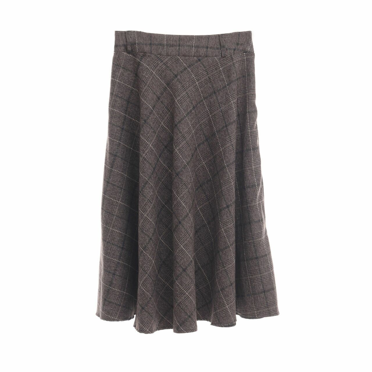 Private Collection Grey Plaid Midi Skirt