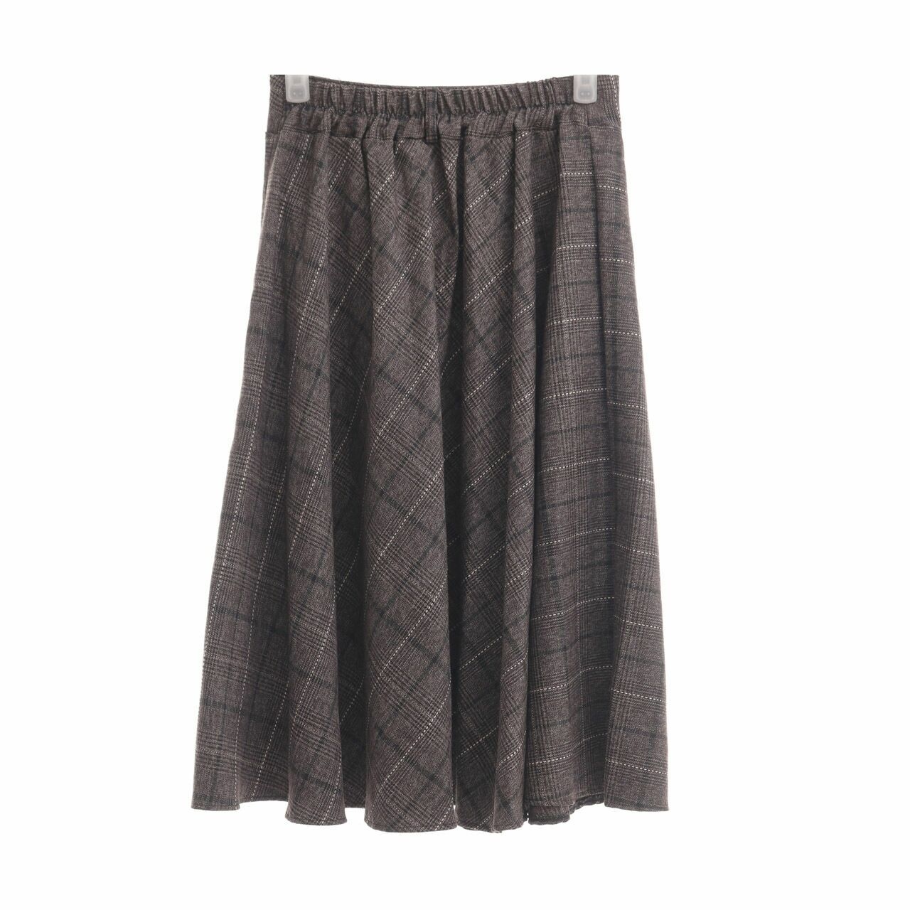 Private Collection Grey Plaid Midi Skirt