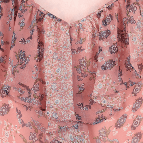 Pink Floral Ruffle Sleeveless Blouse