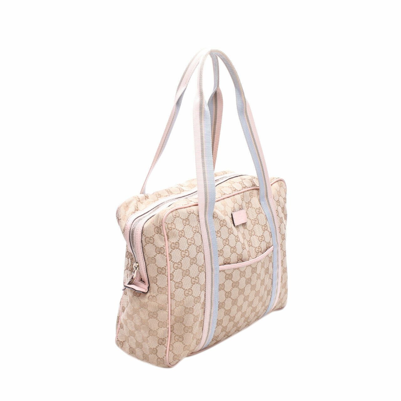 Gucci Brown & Pink Monogram Carry Handbag