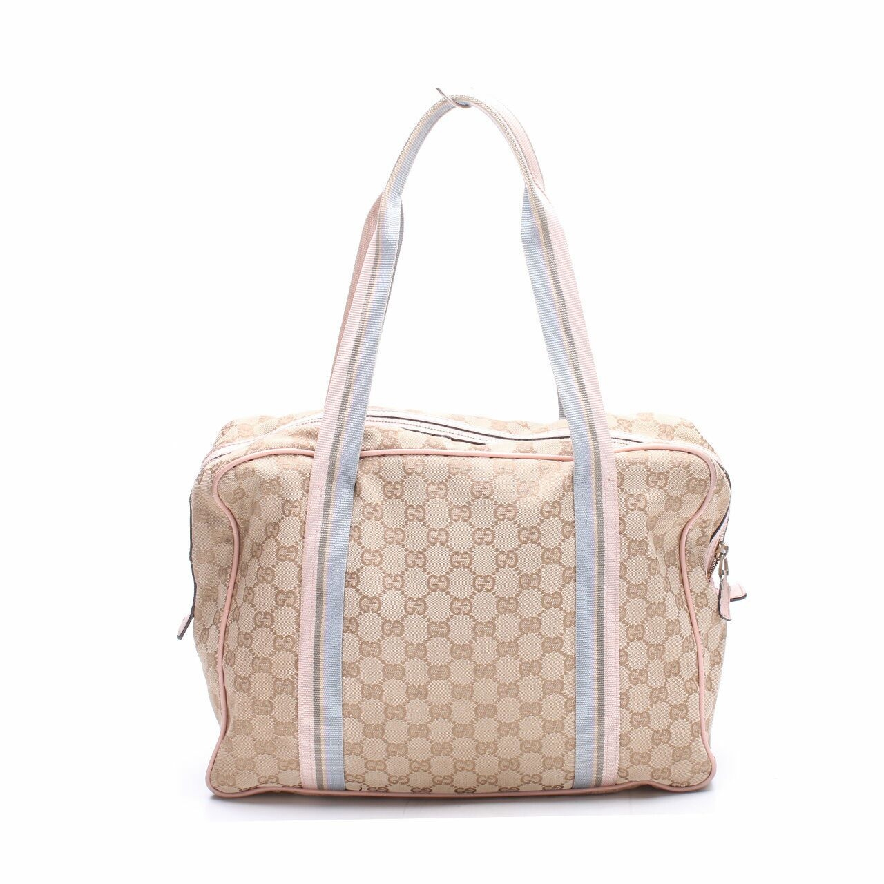 Gucci Brown & Pink Monogram Carry Handbag