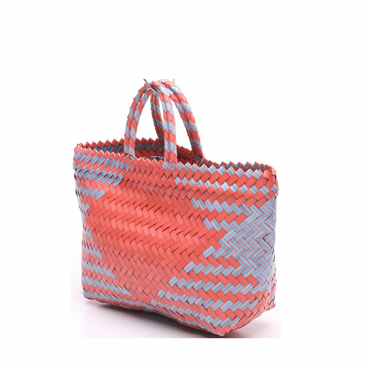 Private Collection Red & Blue Straw Tote Bag