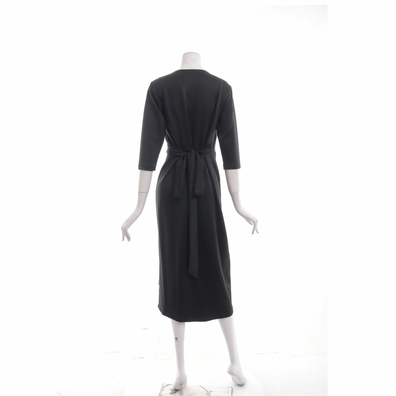 Vezzo Black Wrap Midi Dress
