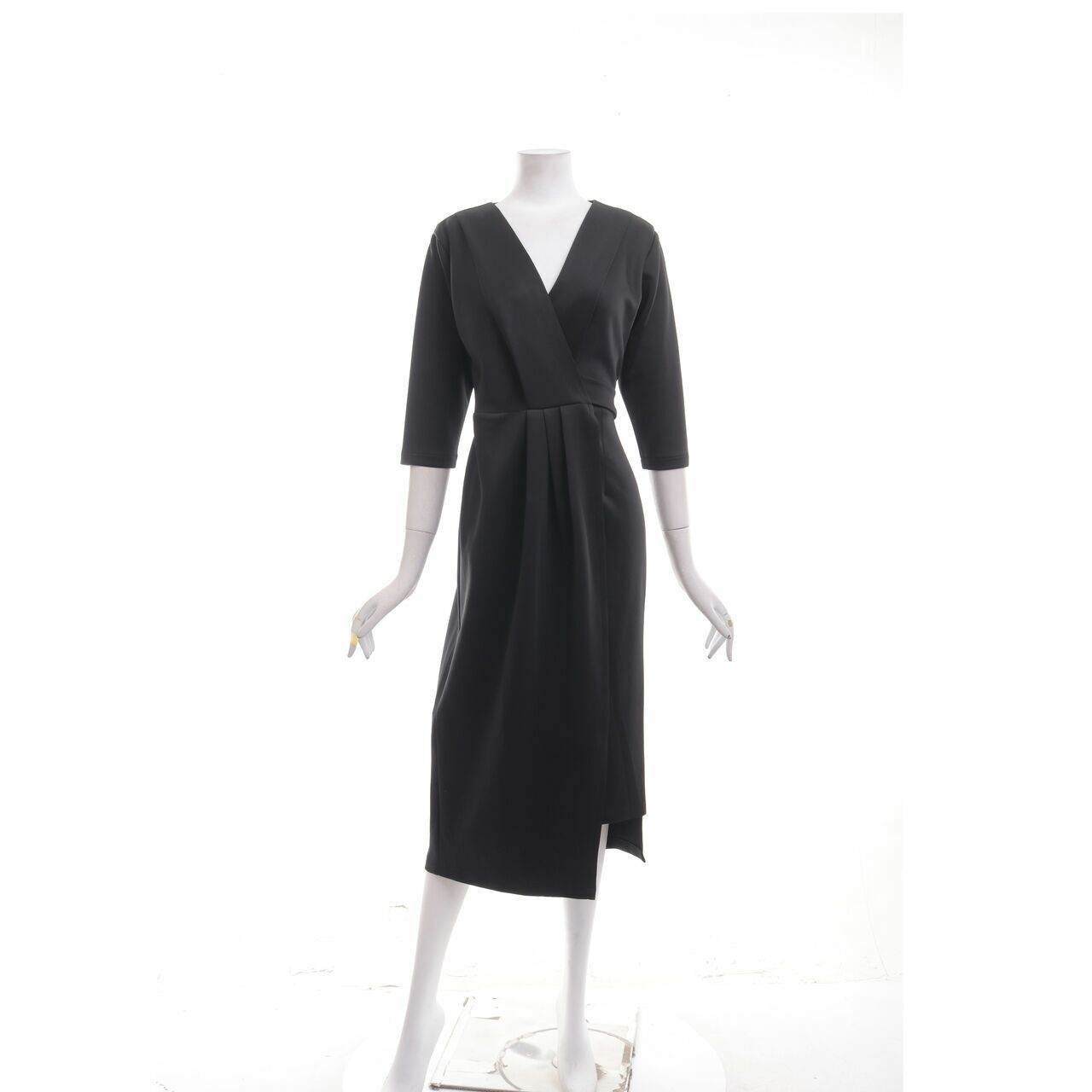 Vezzo Black Wrap Midi Dress