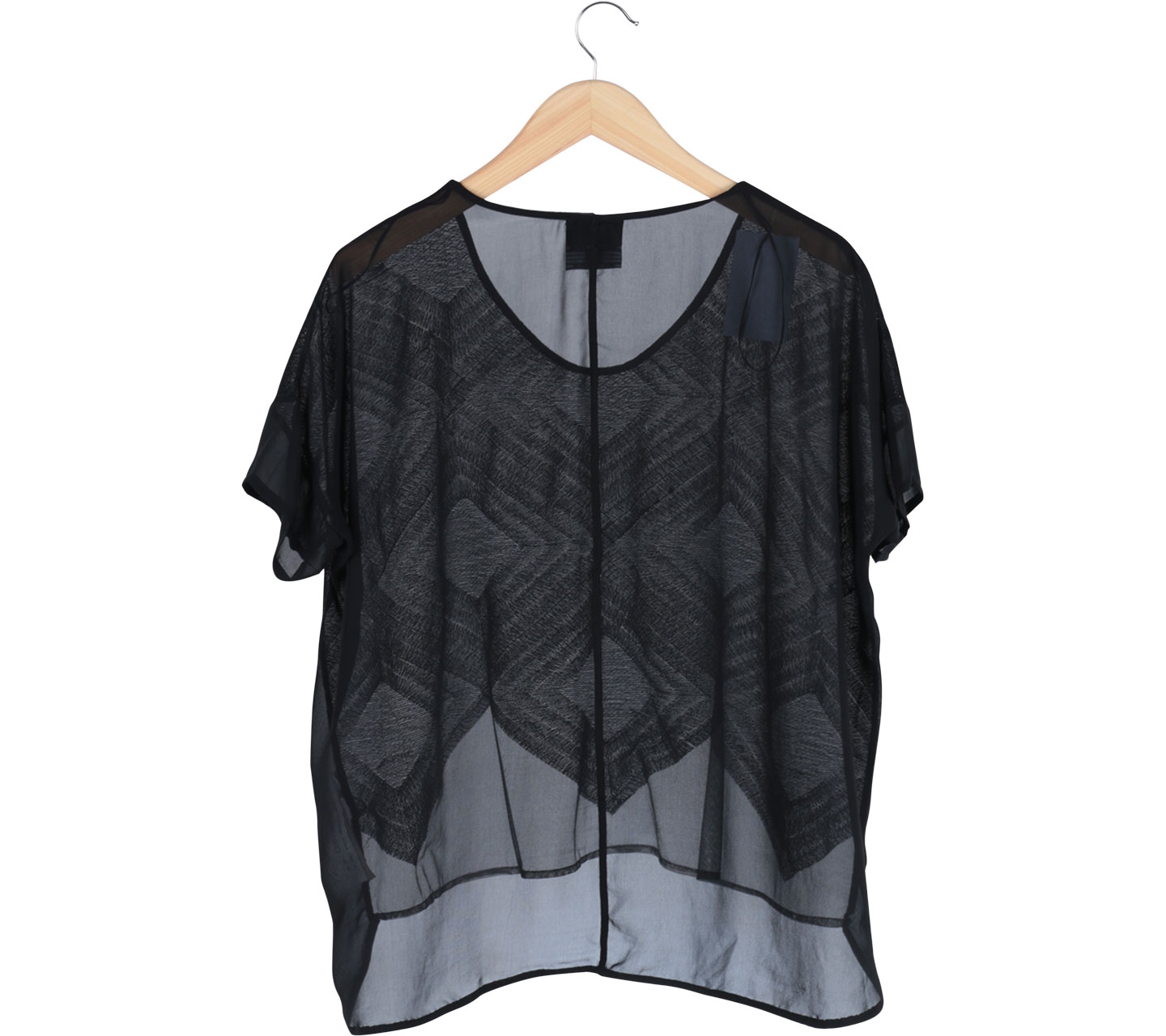 Zara Black Textured Asymmetric Blouse