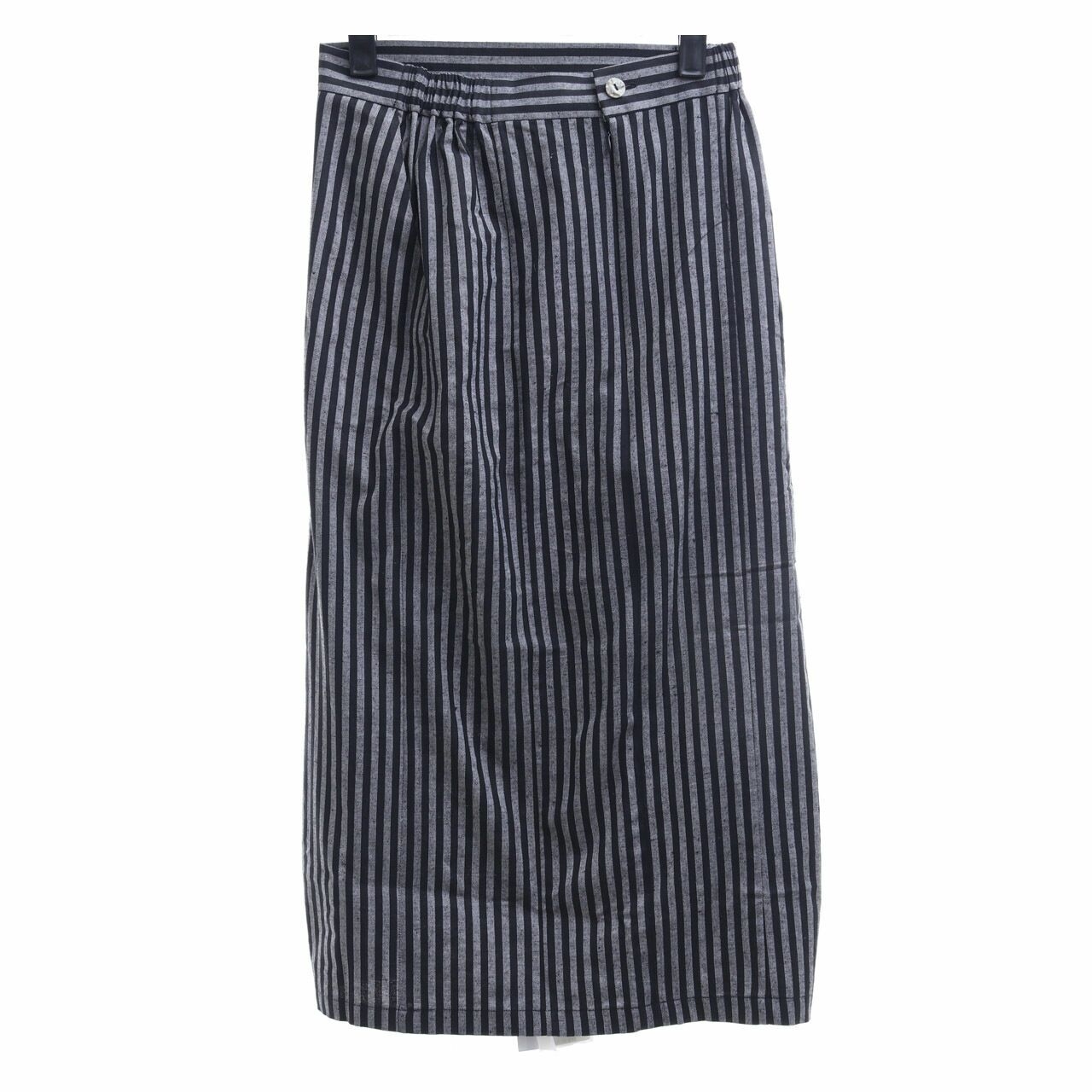 Imaji Studio Grey & Black Striped Midi Skirt