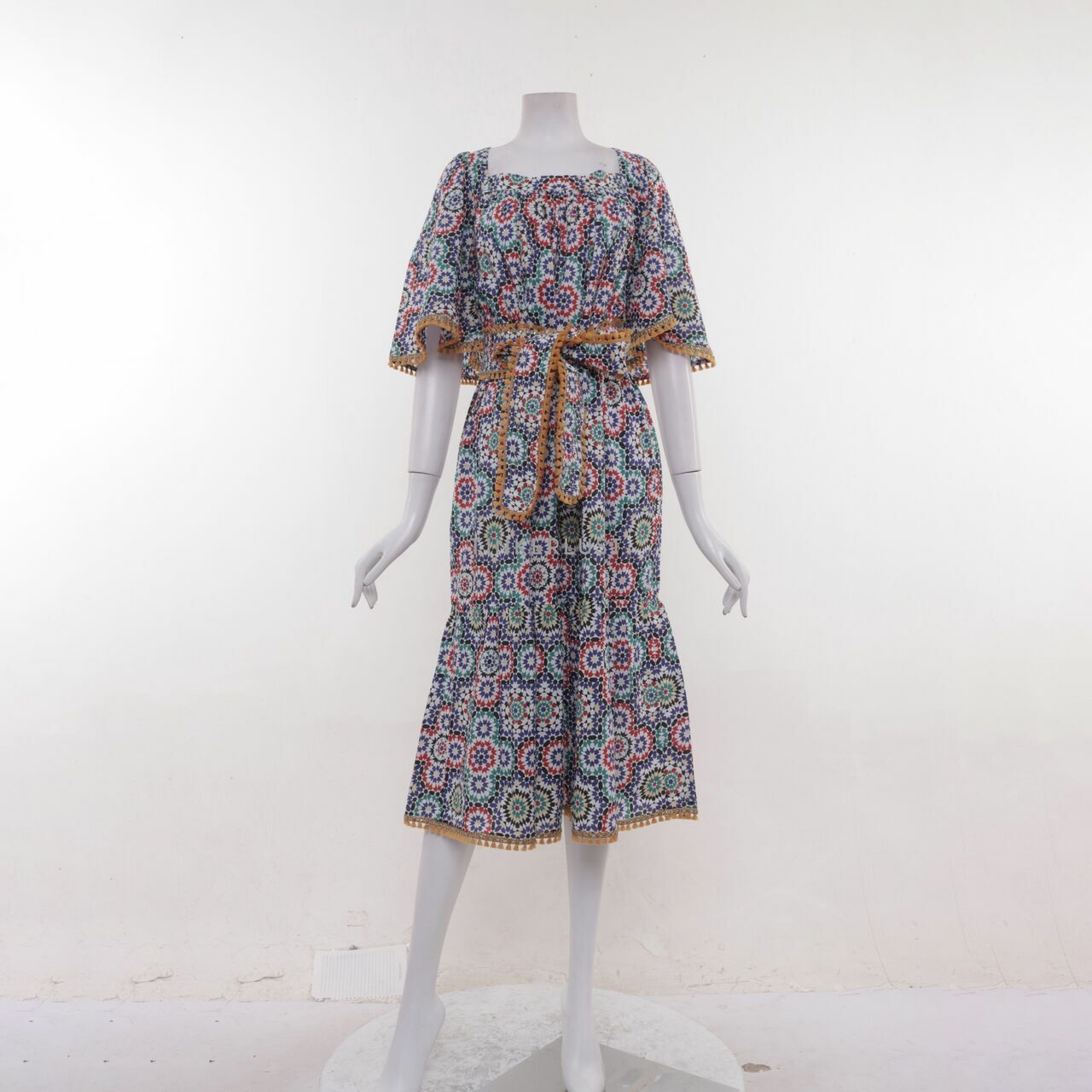 The Story Of Multicolor Pattern Midi Dress
