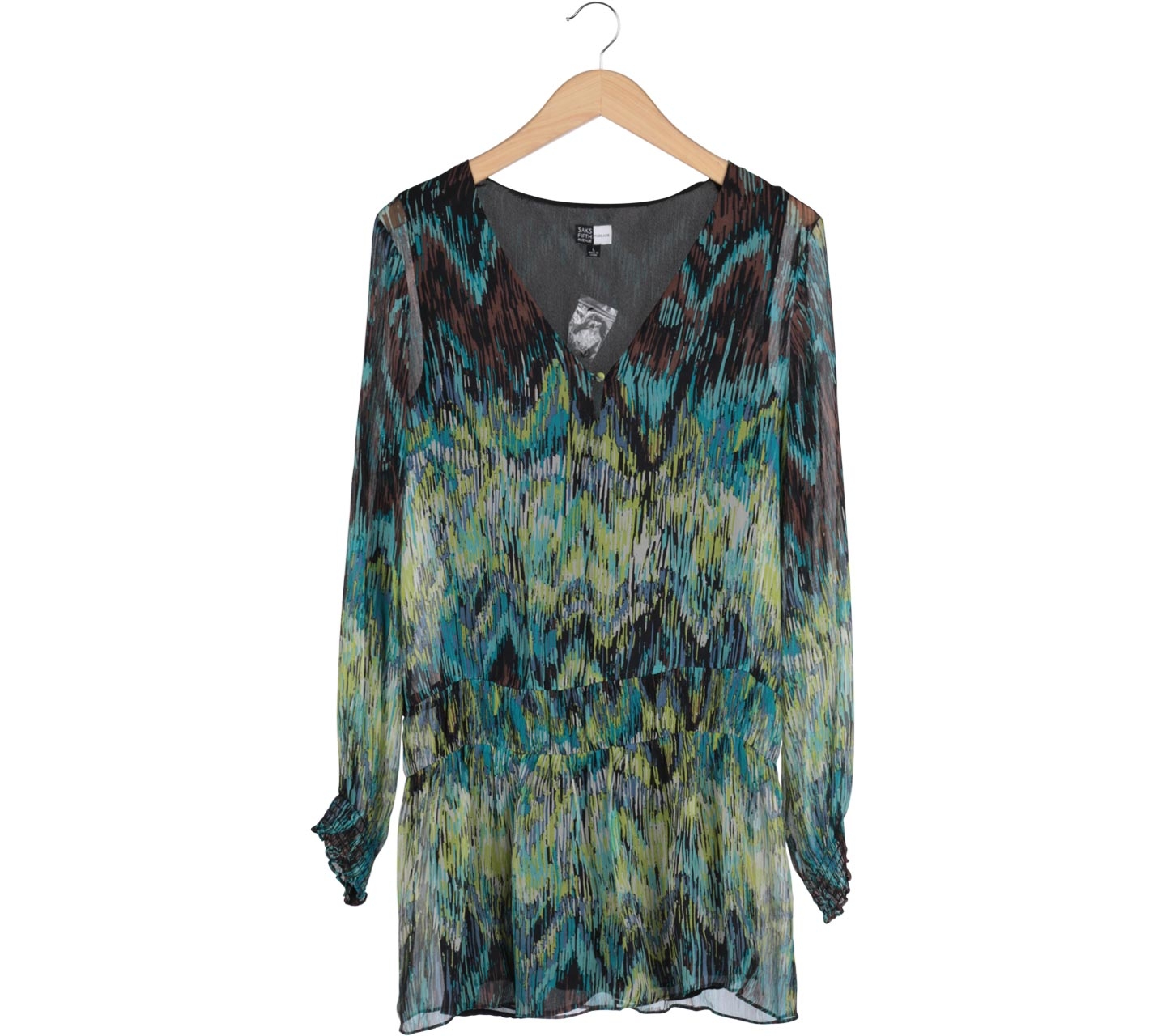 Saks Fifth Avenue Multi Colour Abstract Sheer Insert Blouse