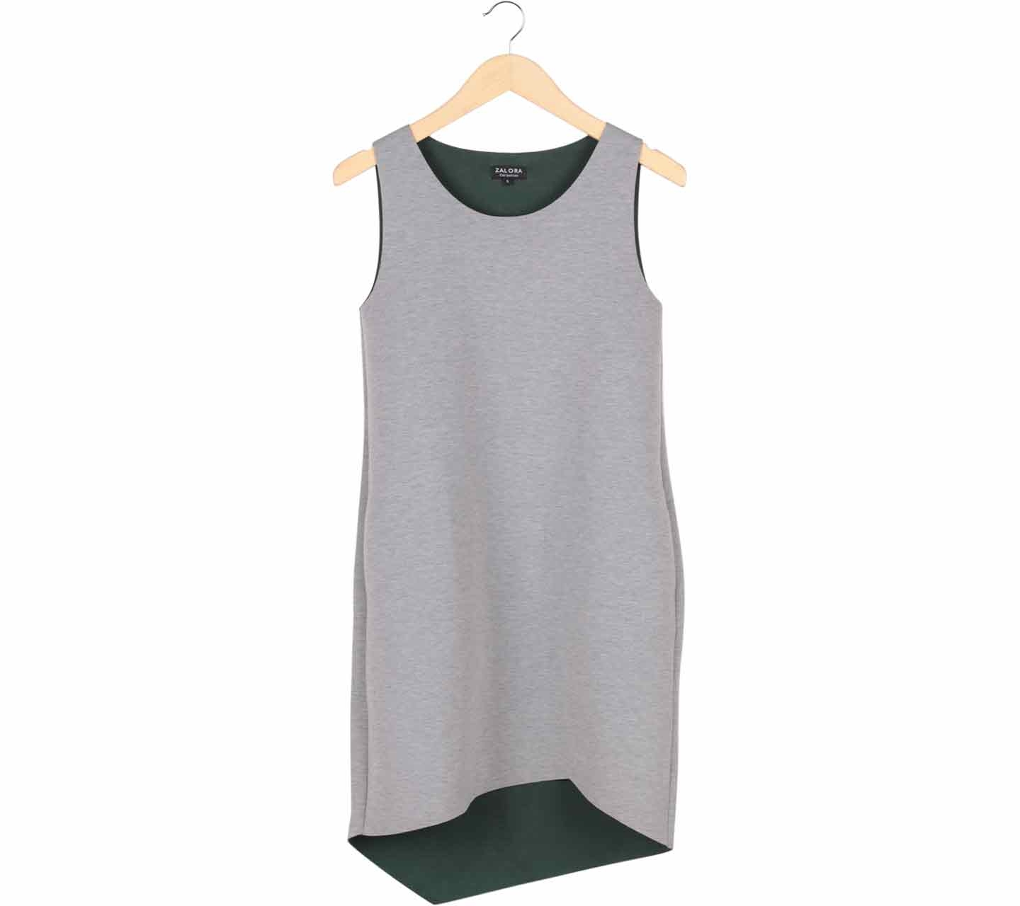 Zalora Grey Asymmetric Sleeveless Mini Dress