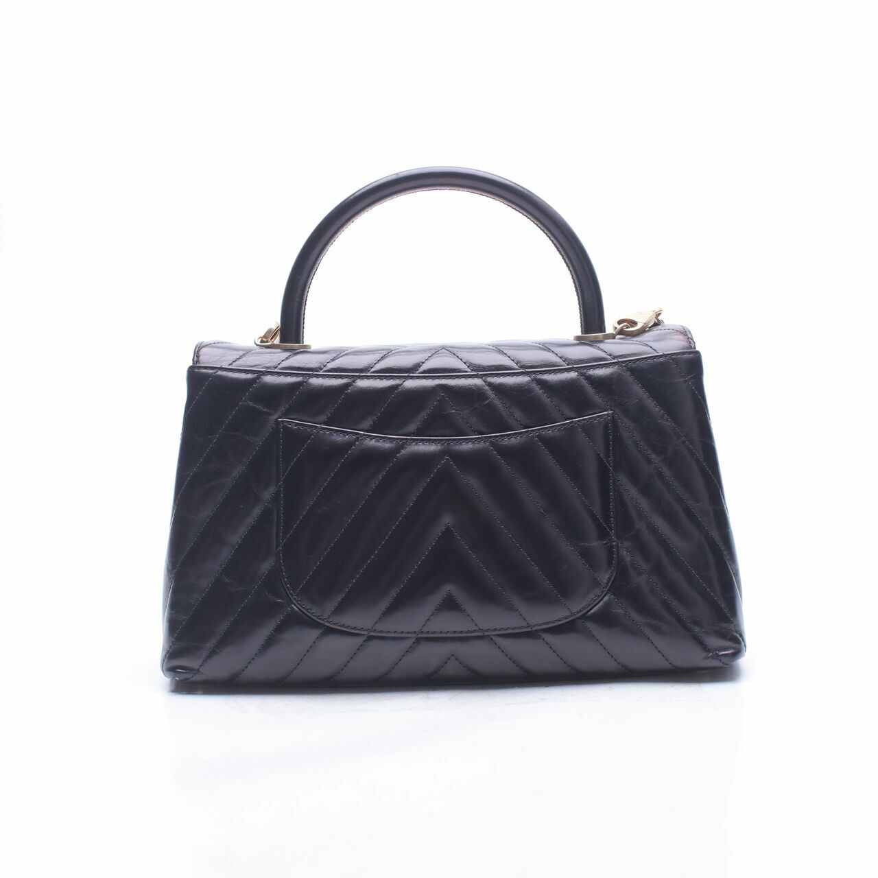  Chanel Black Top Handle Flap Satchel Bag 