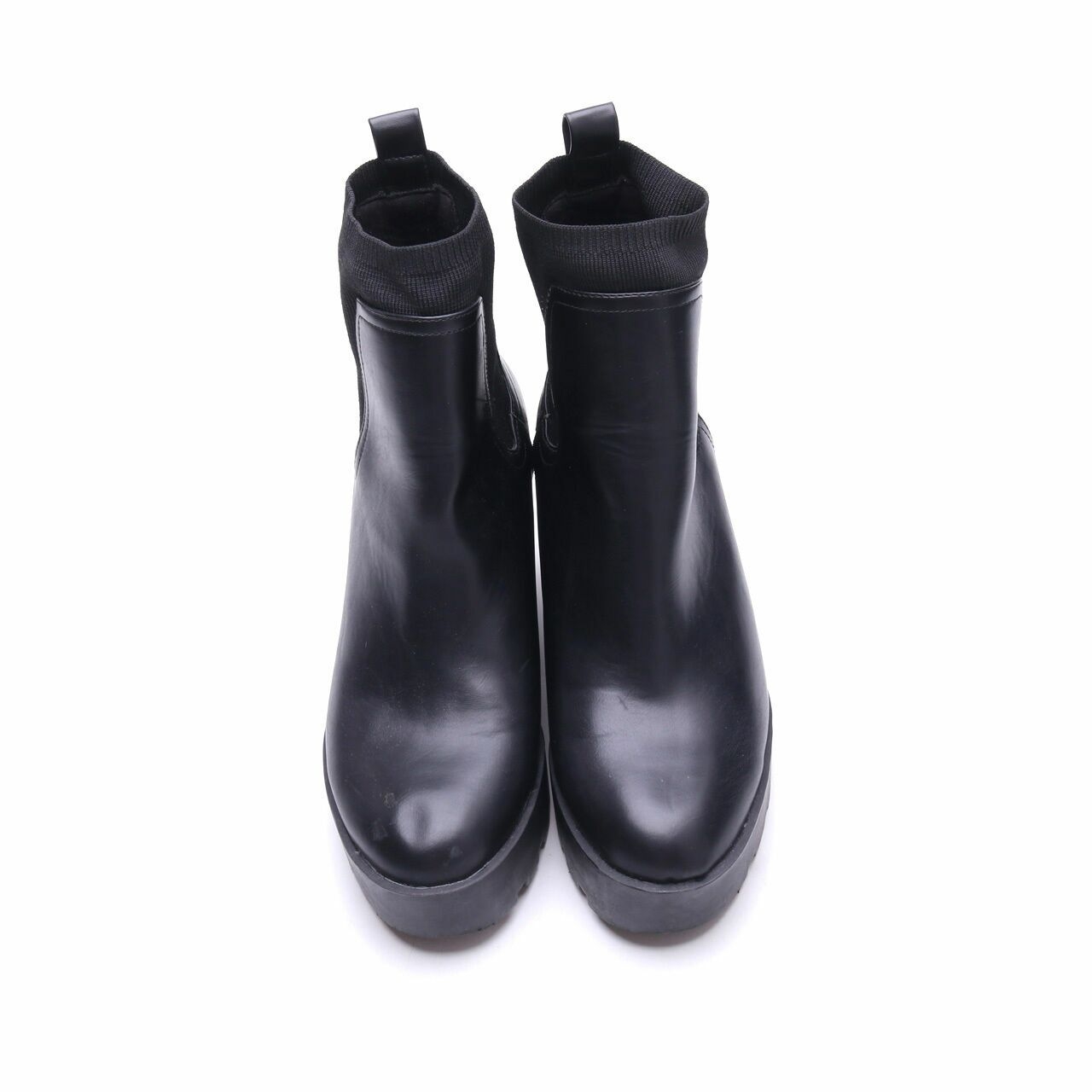 Stradivarius Black Leather Ankle Boots