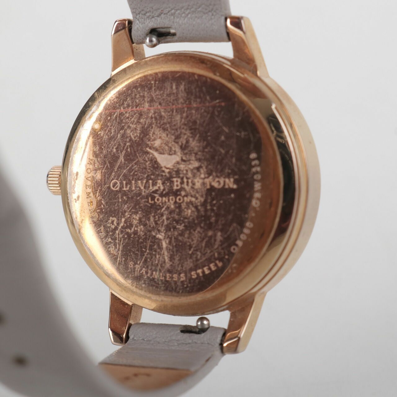 Olivia Burton Rose Gold Dial Grey Strap Watch 