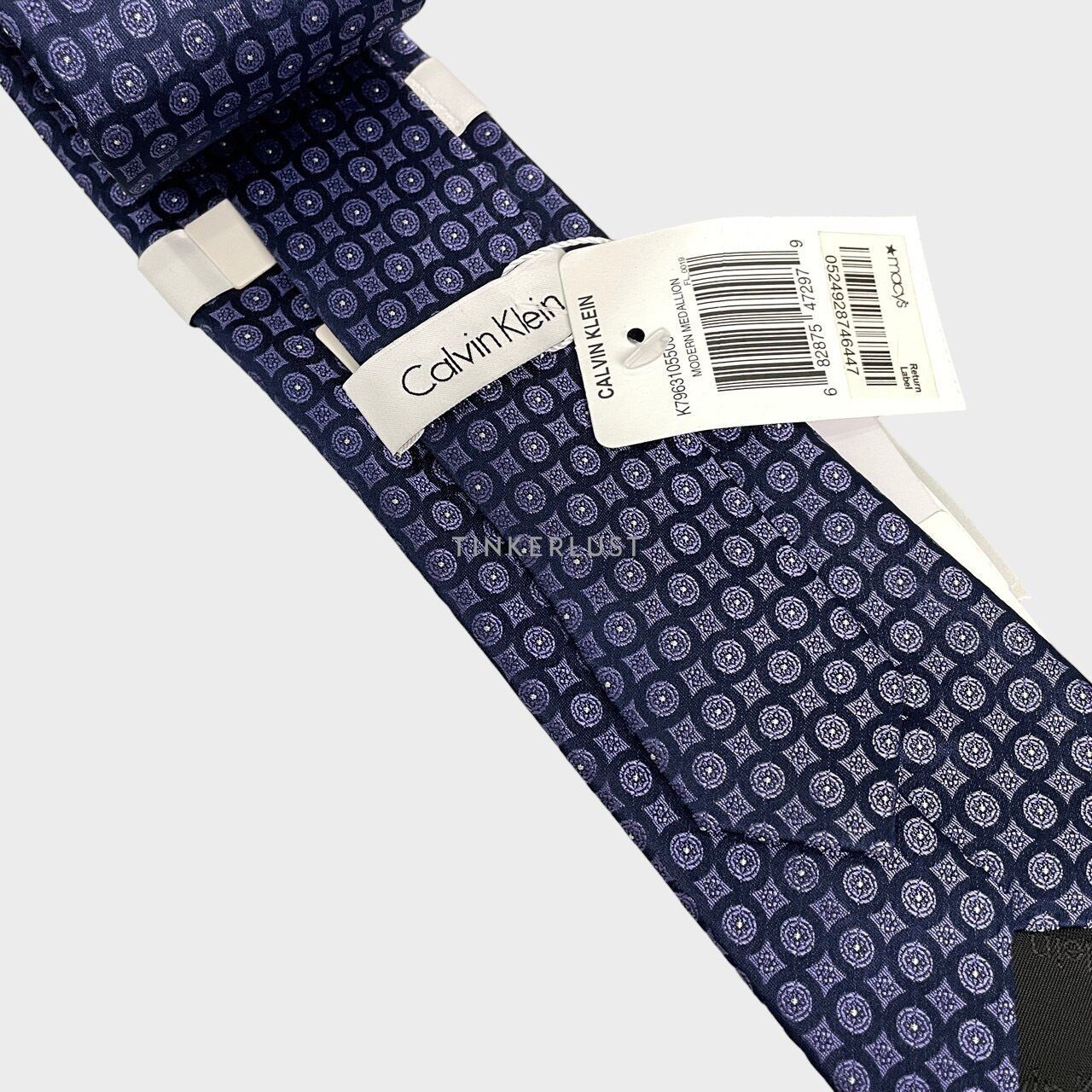 Calvin Klein Medallion Blue Silk Neck Tie