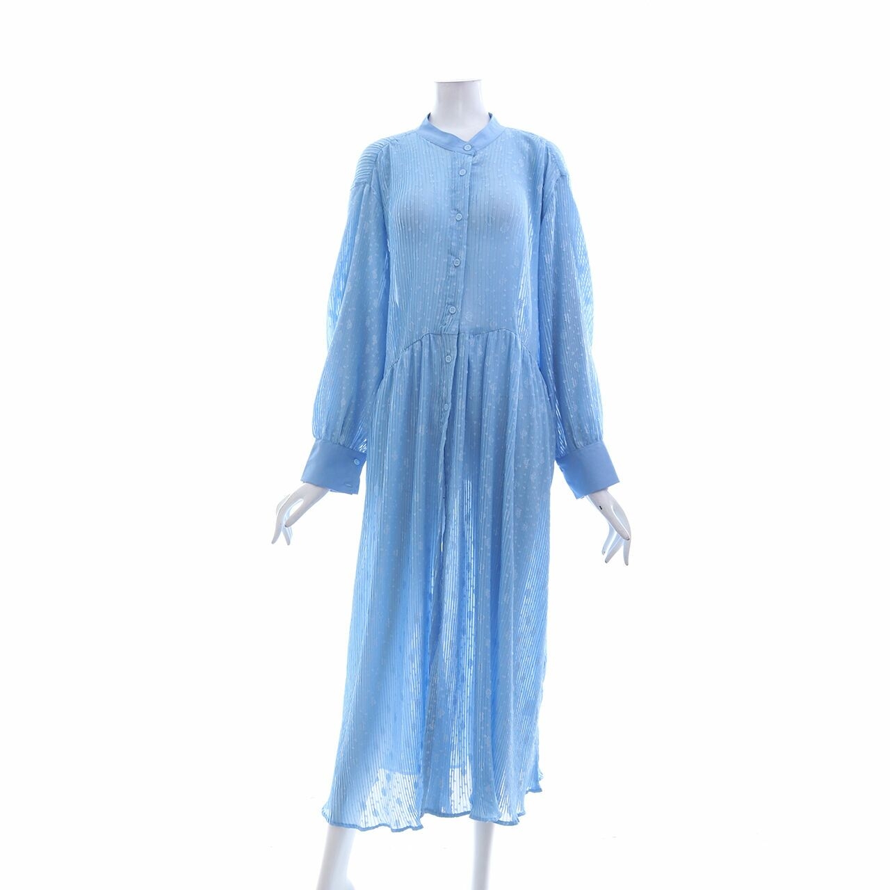 Trick Tricky Blue Pleated Long Dress