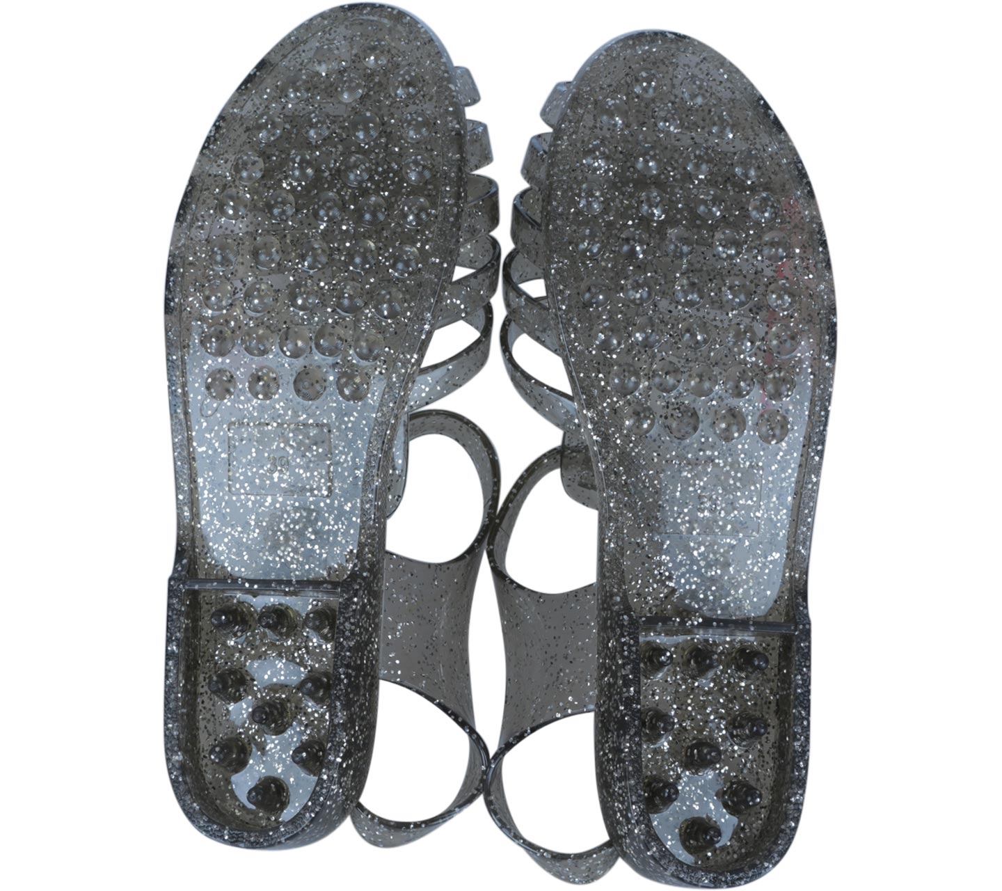 Vincci Black Jelly Glittery Sandals