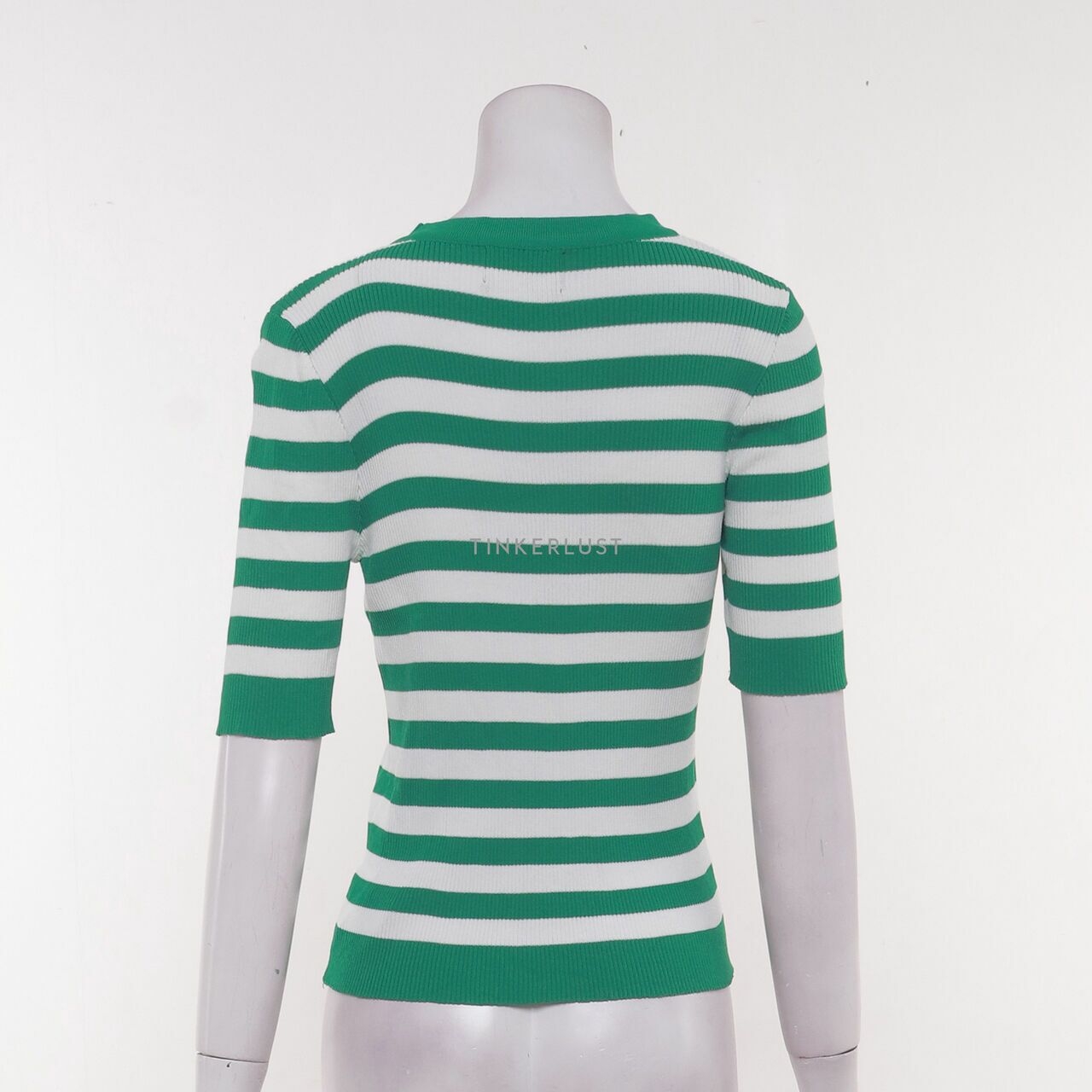 This is April Green & White Stripes Blouse