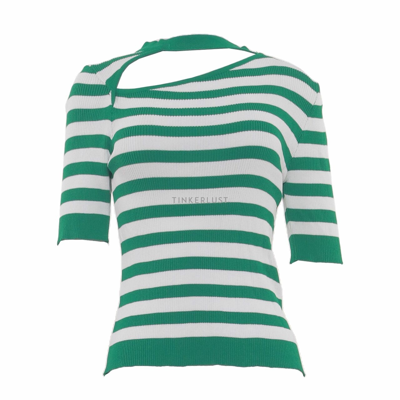 This is April Green & White Stripes Blouse