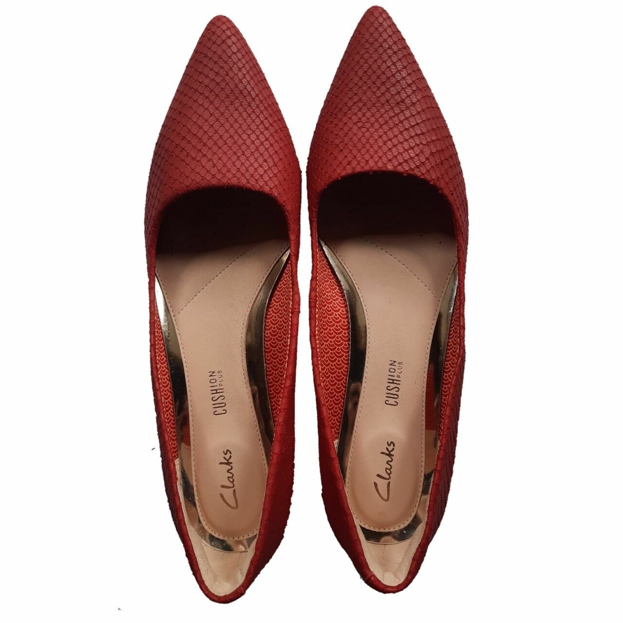 Clarks Red Leather Flats 37