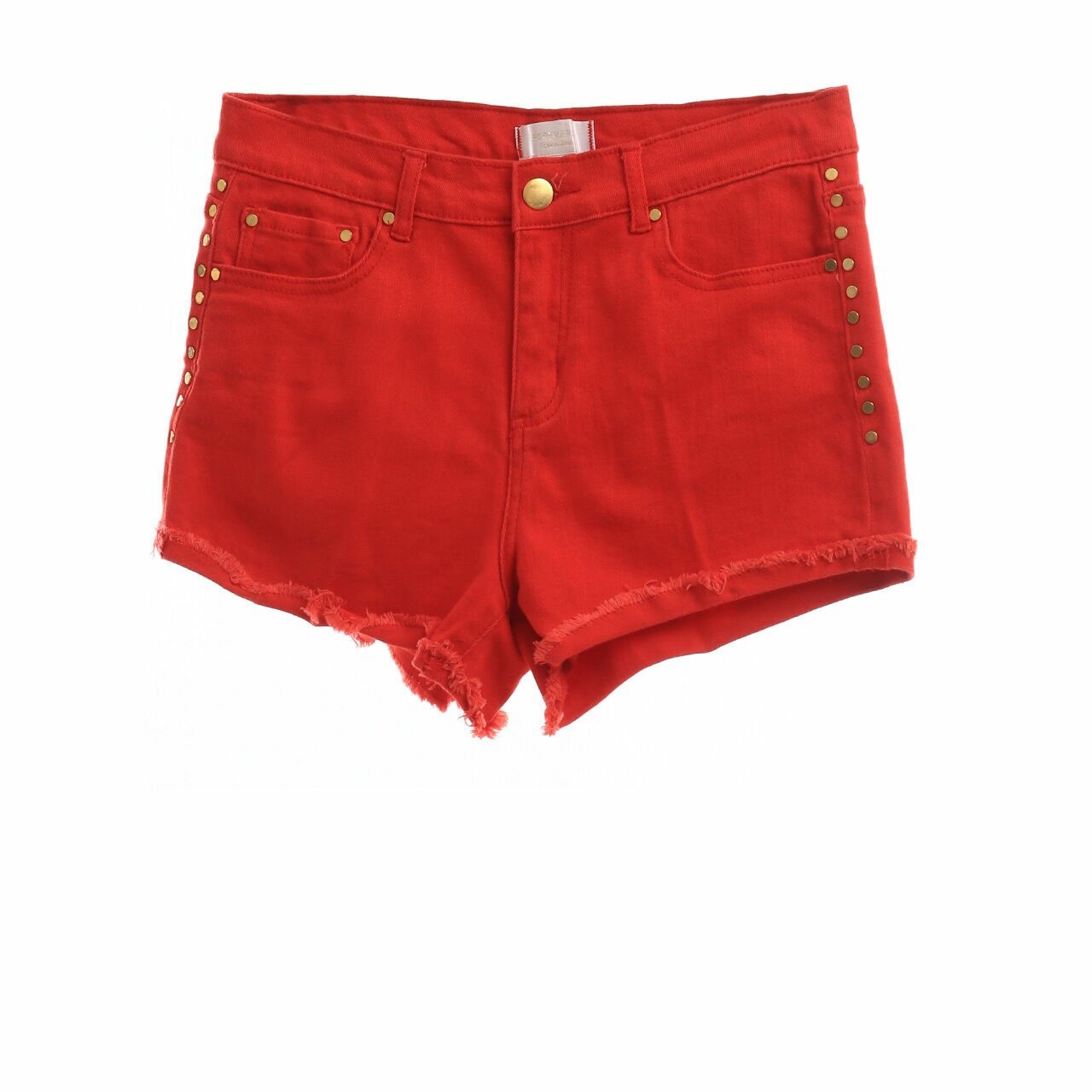 Forever 21 Red Studded Unfinished Short Pants