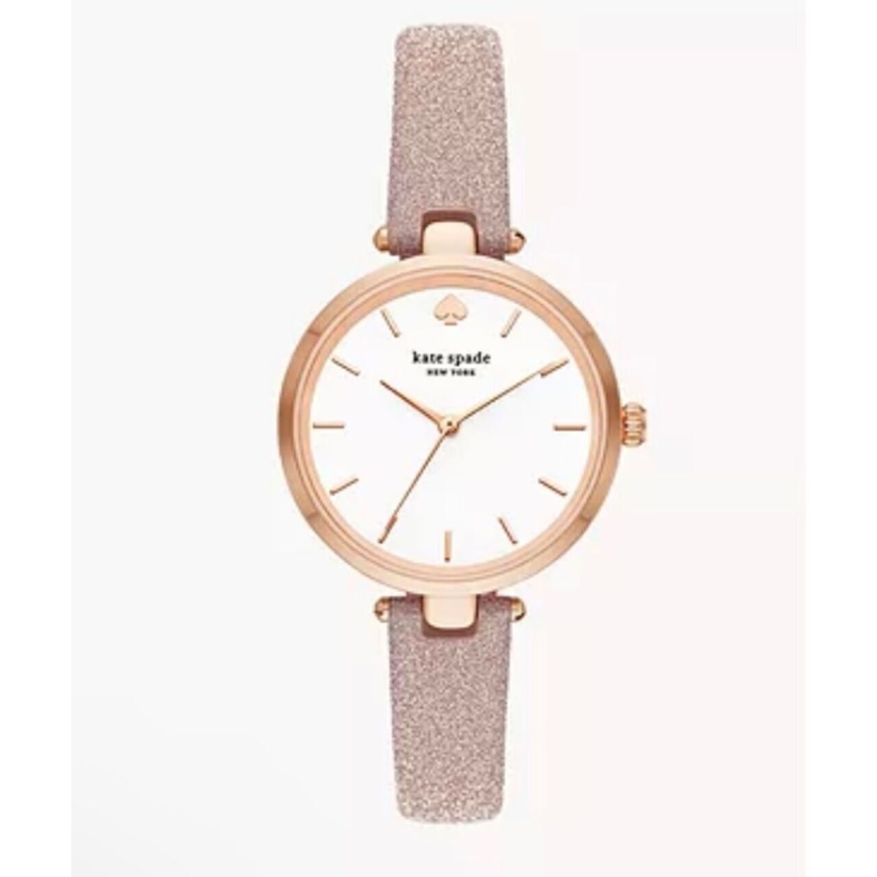  Kate Spade New York Holland Three-hand Rose Gold-tone Glitter Leather Watch
