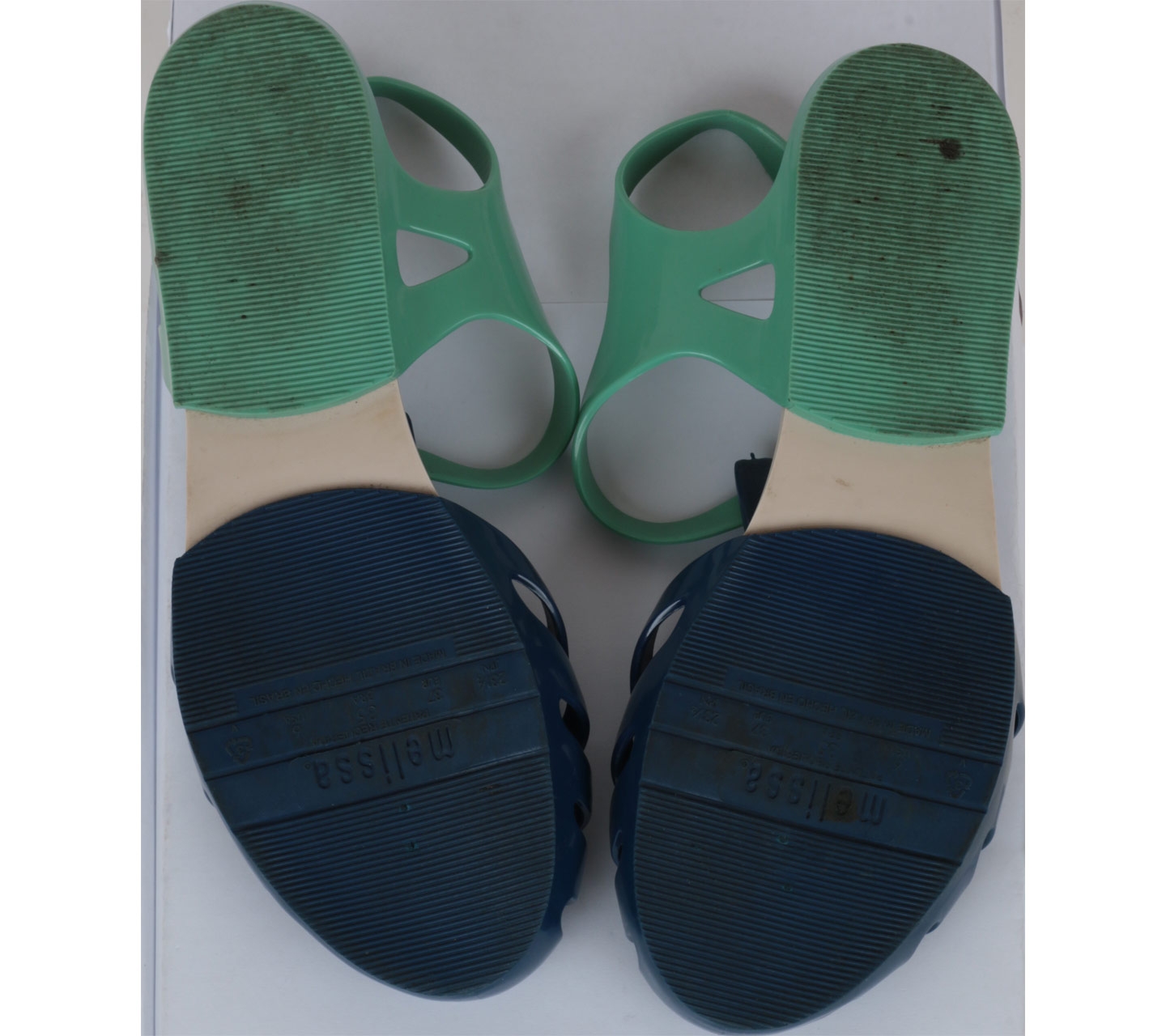 Melissa Green And Blue T-Bar Sandals
