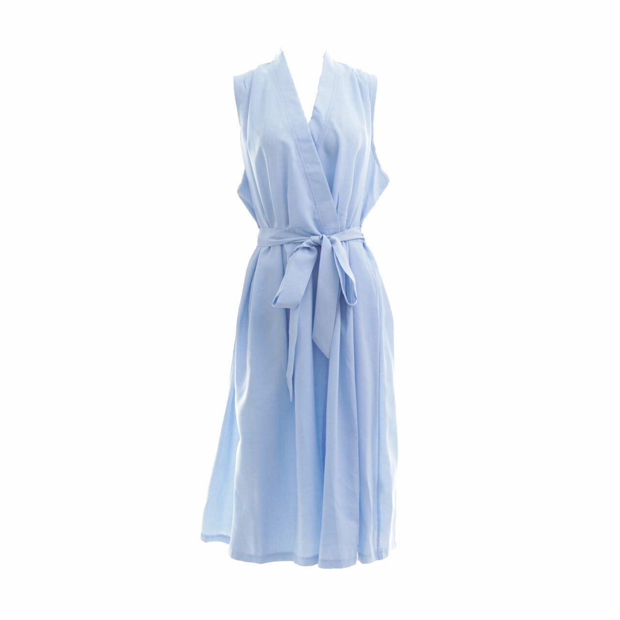 Zalora Baby Blue Wrapped Midi Dress With Pleats