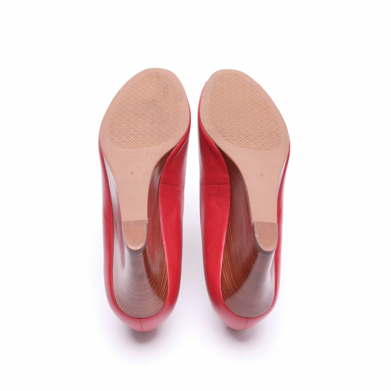 Tory Burch Sally Tumbled Leather Red Peep-toe Wedges