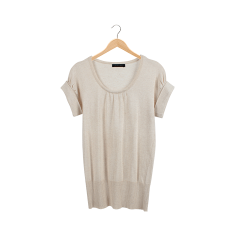 Cream Plain Short Sleeve T-Shirt