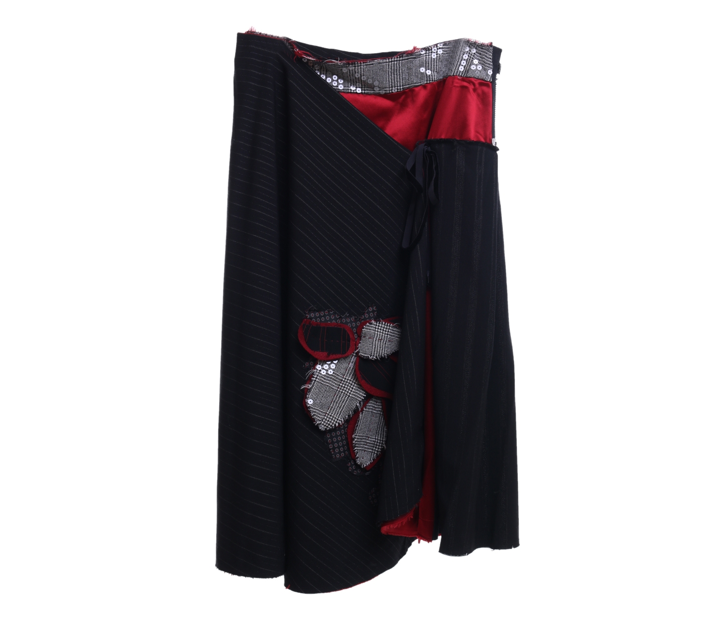 BVM Spa Black And Maroon Two Sided Sequins Midi Skirt