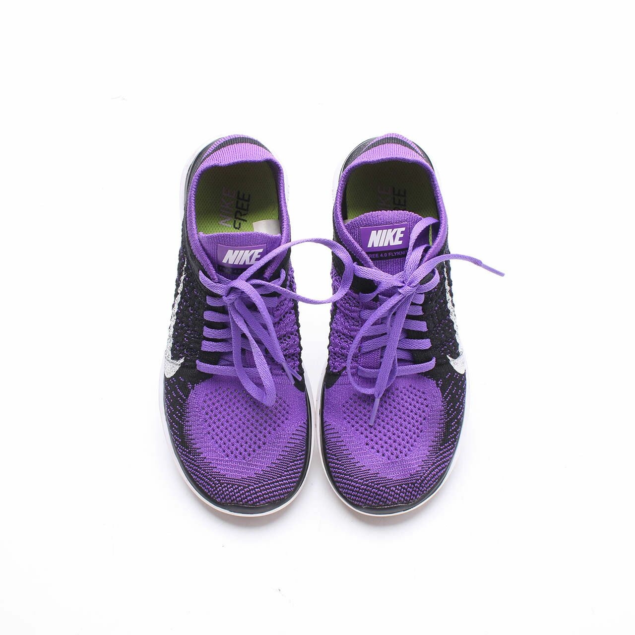 Nike Free 4.0 Flyknit Womens Size 10 Running Shoes White Grape Black