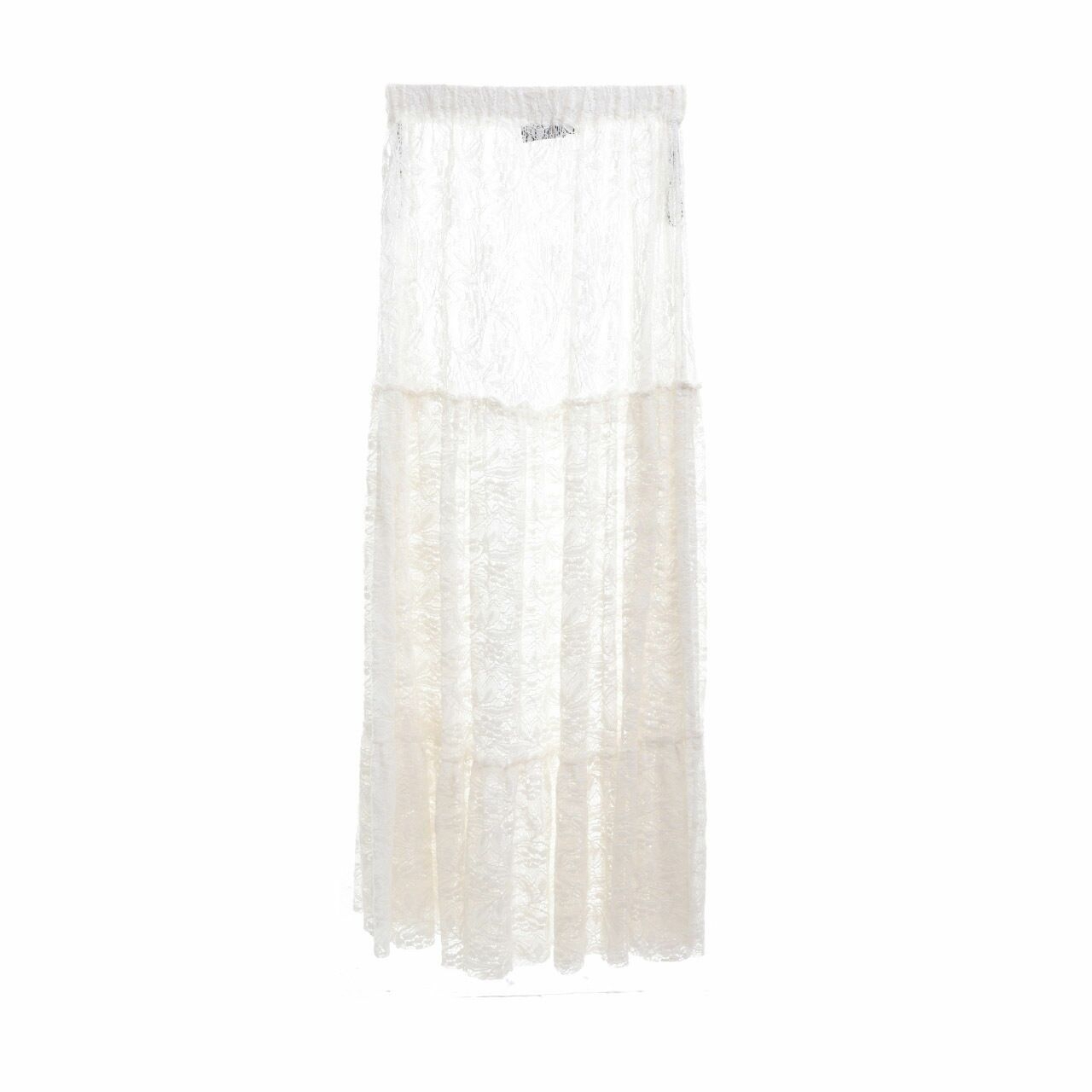 moorooah White Lace Maxi Skirt