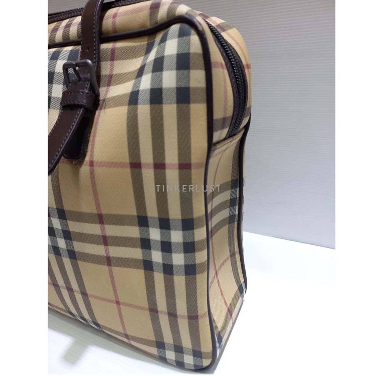 Burberry Box Vintage Canvas Leather Beige Tote Bag