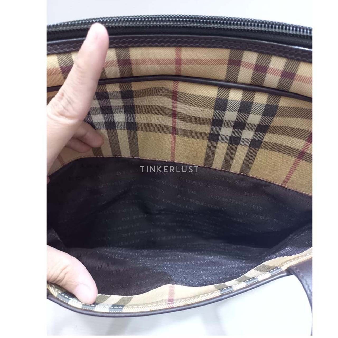 Burberry Box Vintage Canvas Leather Beige Tote Bag