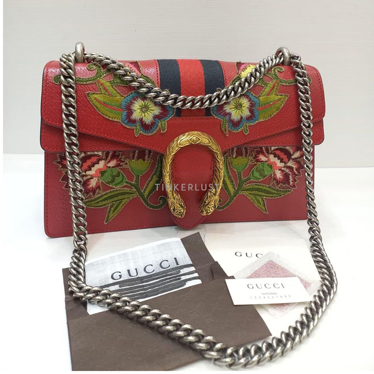 tas shoulder-bag Gucci Dionysus Floral Embroided Red Leather 2018 ...