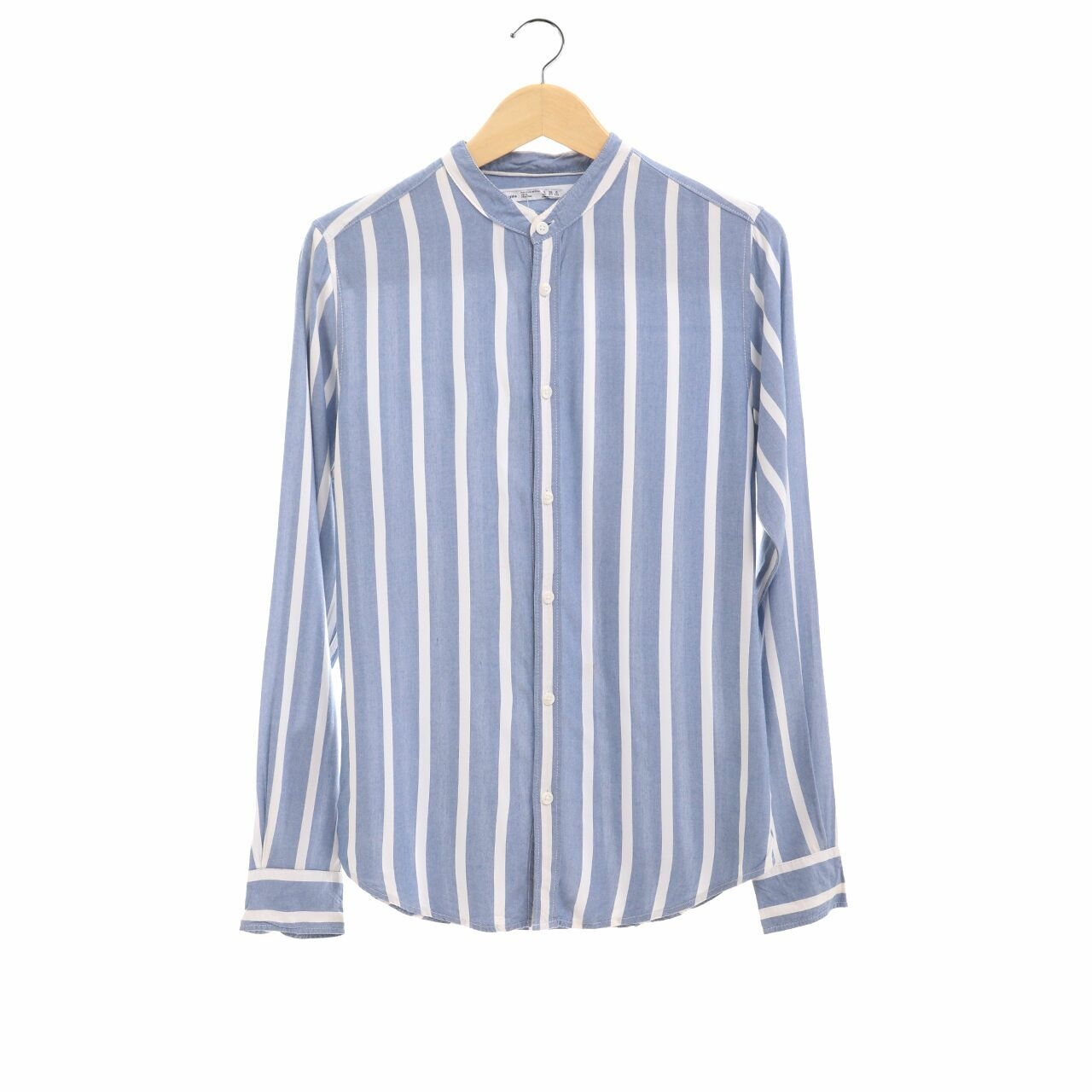 Bershka Blue & White Stripes Shirt