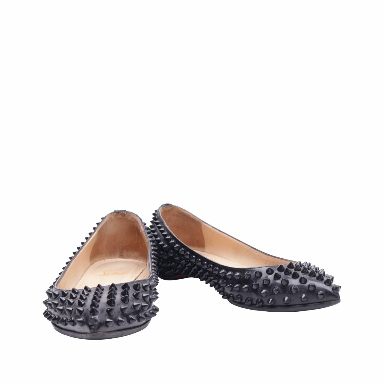 Christian Louboutin Black Pigalle Spikes Patent Calf Flats