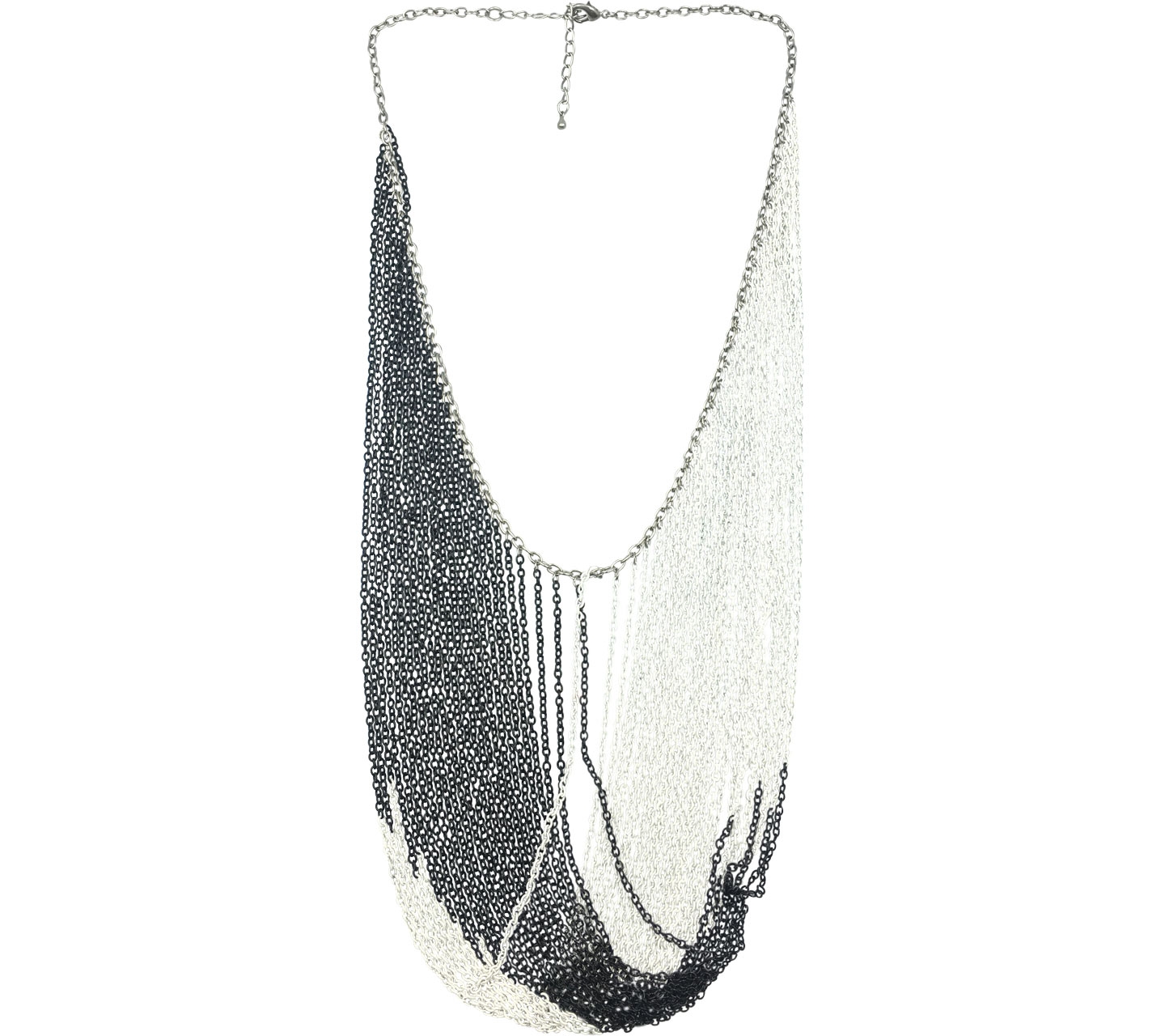 Private Collection Black & White Fringe Chains Necklace