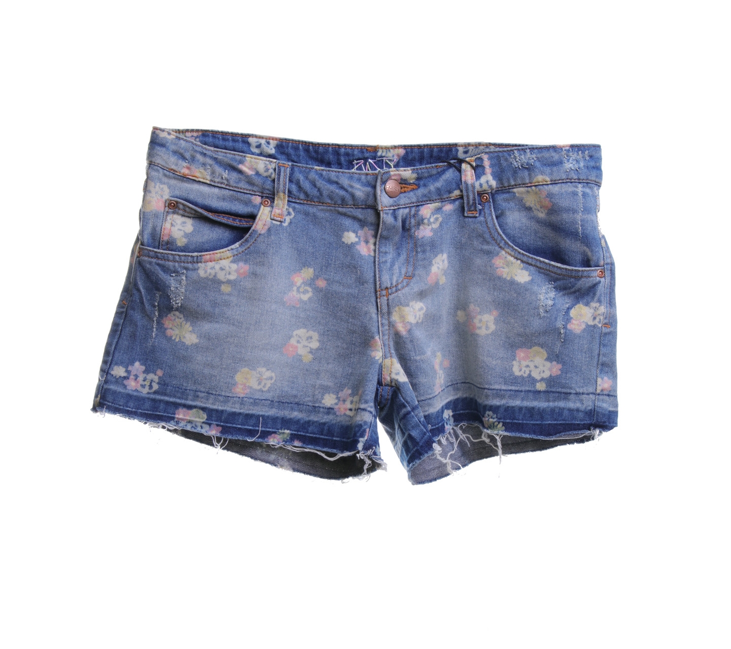 Blue Flower Print Short Pants